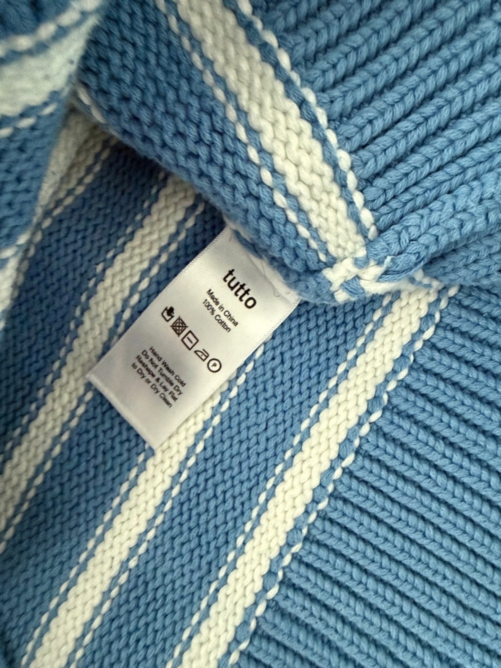 Tutti knit Light Blue & White Striped Crewneck Sweater - Picture 3 of 3